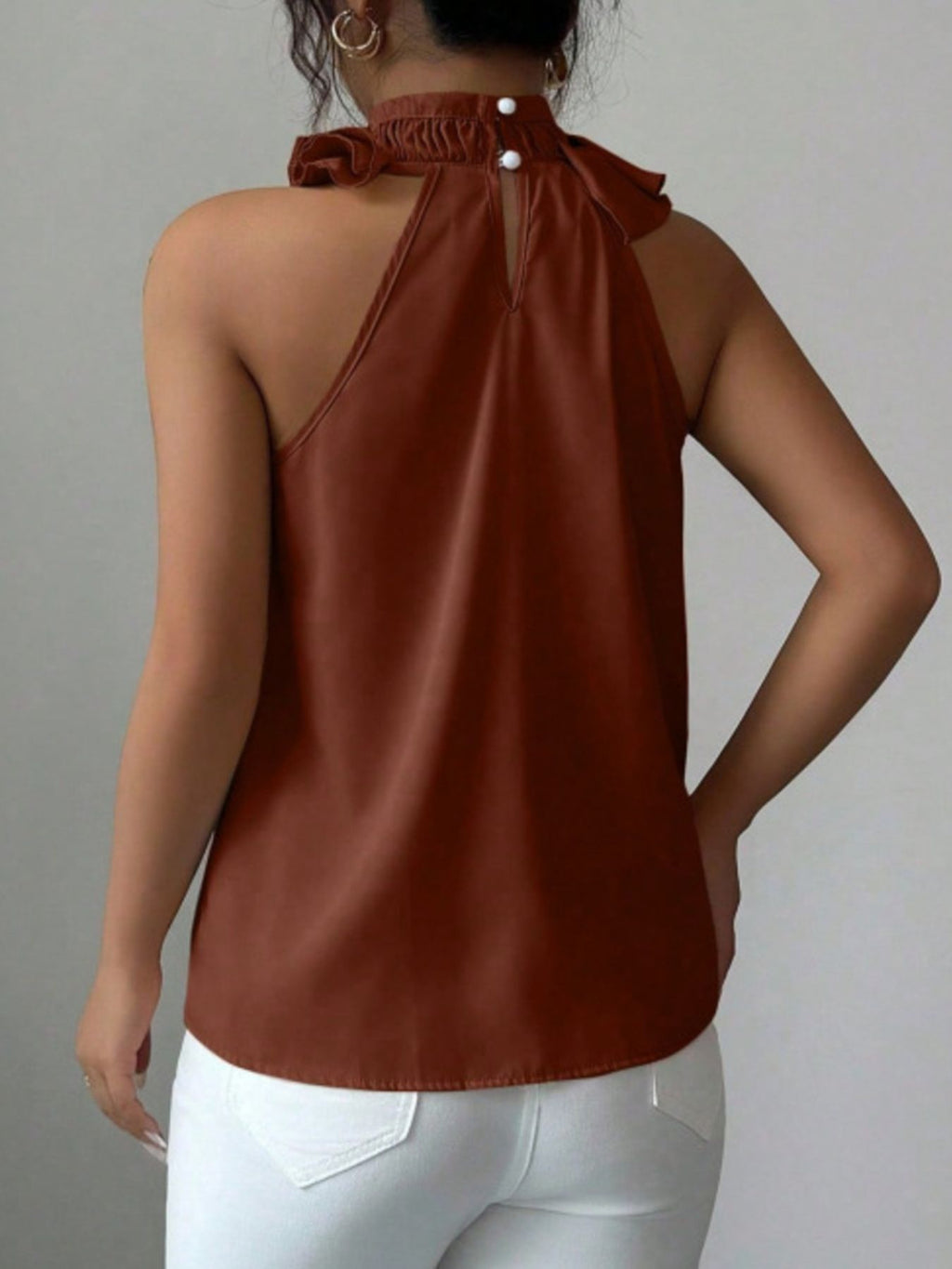 Ruffle High Neck Sleeveless Top (12)