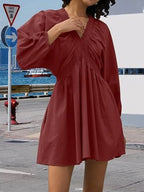 Textured V-neck Mini Dress (17)
