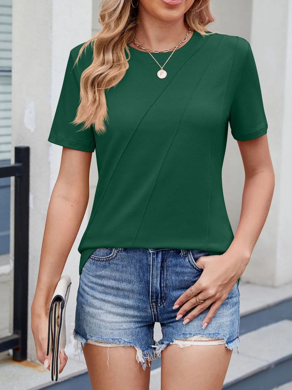 Round Neck Short Sleeve T-shirt (23)
