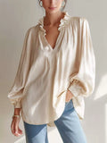 Ruffle Trim Long Sleeves Blouse (4)