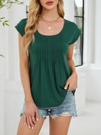 Pleated Front Scoop Neck T-shirt (2)