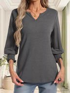 Full Size Notched 3/4 Sleeve Top Plus (12)