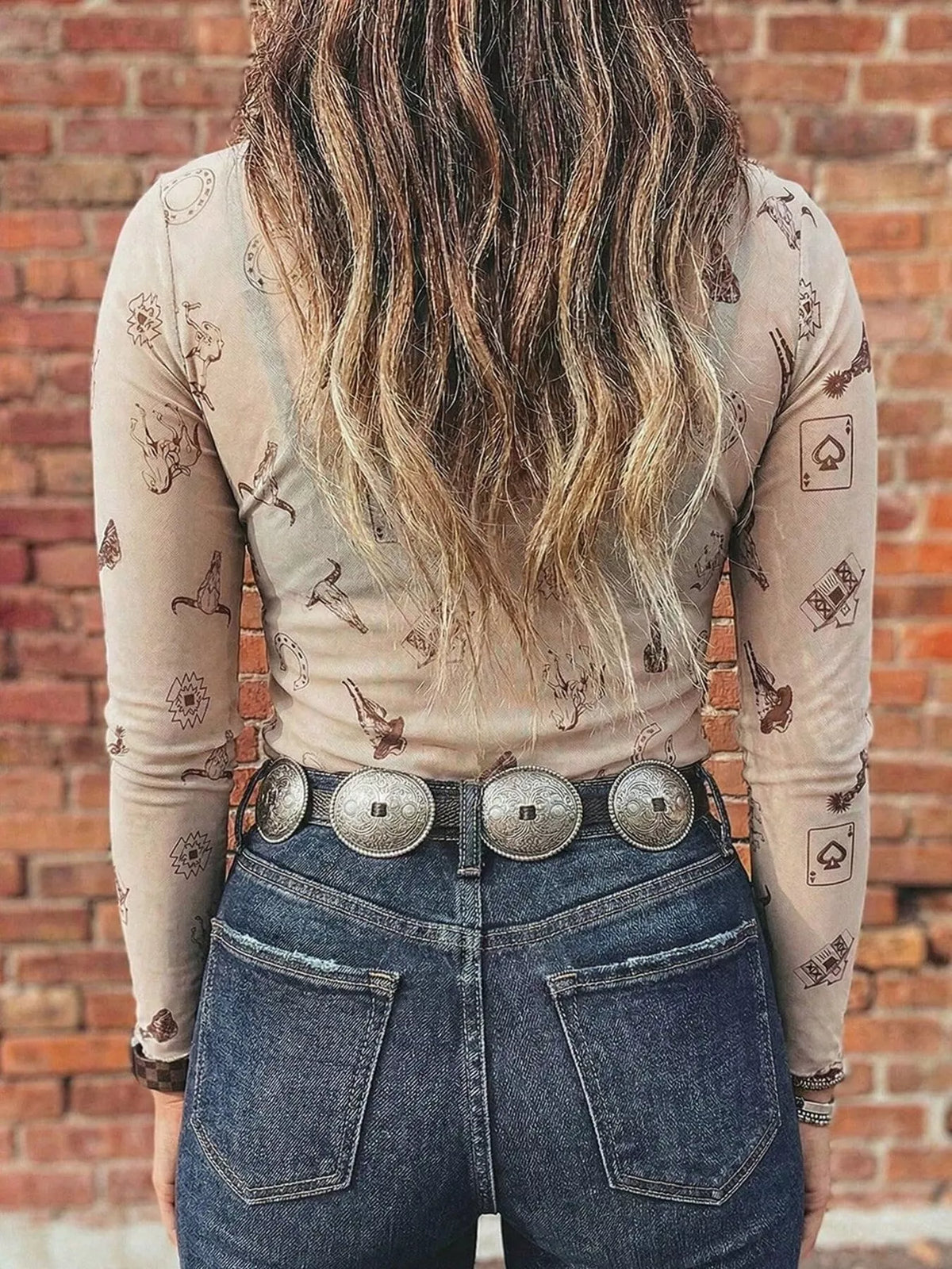 Printed Mesh Long Sleeve Slim Fit Top (7)