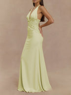 Halter Neck Lace Trimmed Maxi Dress (15)