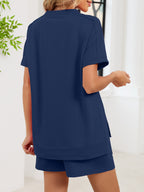 Round Neck Short Sleeve T-shirt Shorts Set (26)