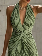 Halter Neck Ruched Maxi Dress (5)
