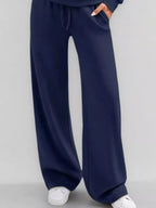 Button Detail Dropped Shoulder Top Pants Set (25)