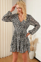 Printed Surplice Balloon Sleeve Mini Dress (12)