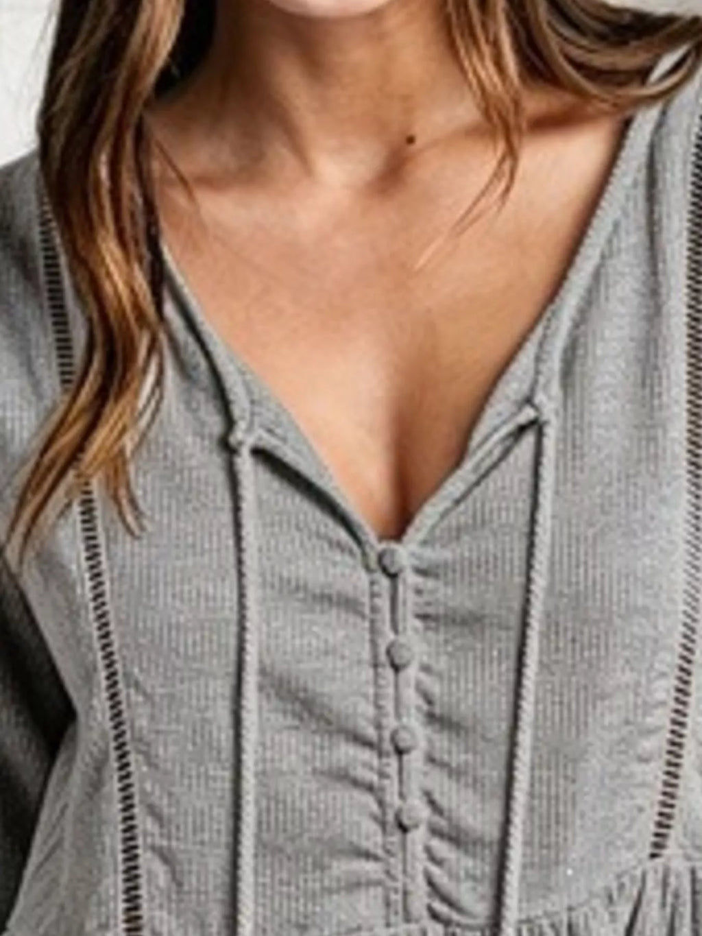 Tassel Drawstring Long Sleeve Peplum Top (2)