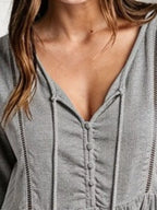Tassel Drawstring Long Sleeve Peplum Top (2)