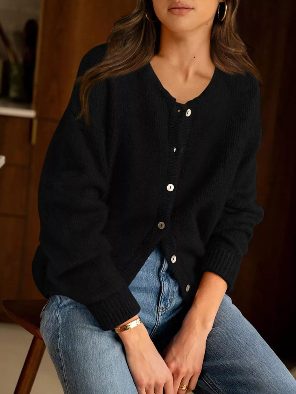 Button-down Dropped Shoulder Cardigan (7)