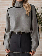 Contrast Trim Turtleneck Sweater (12)
