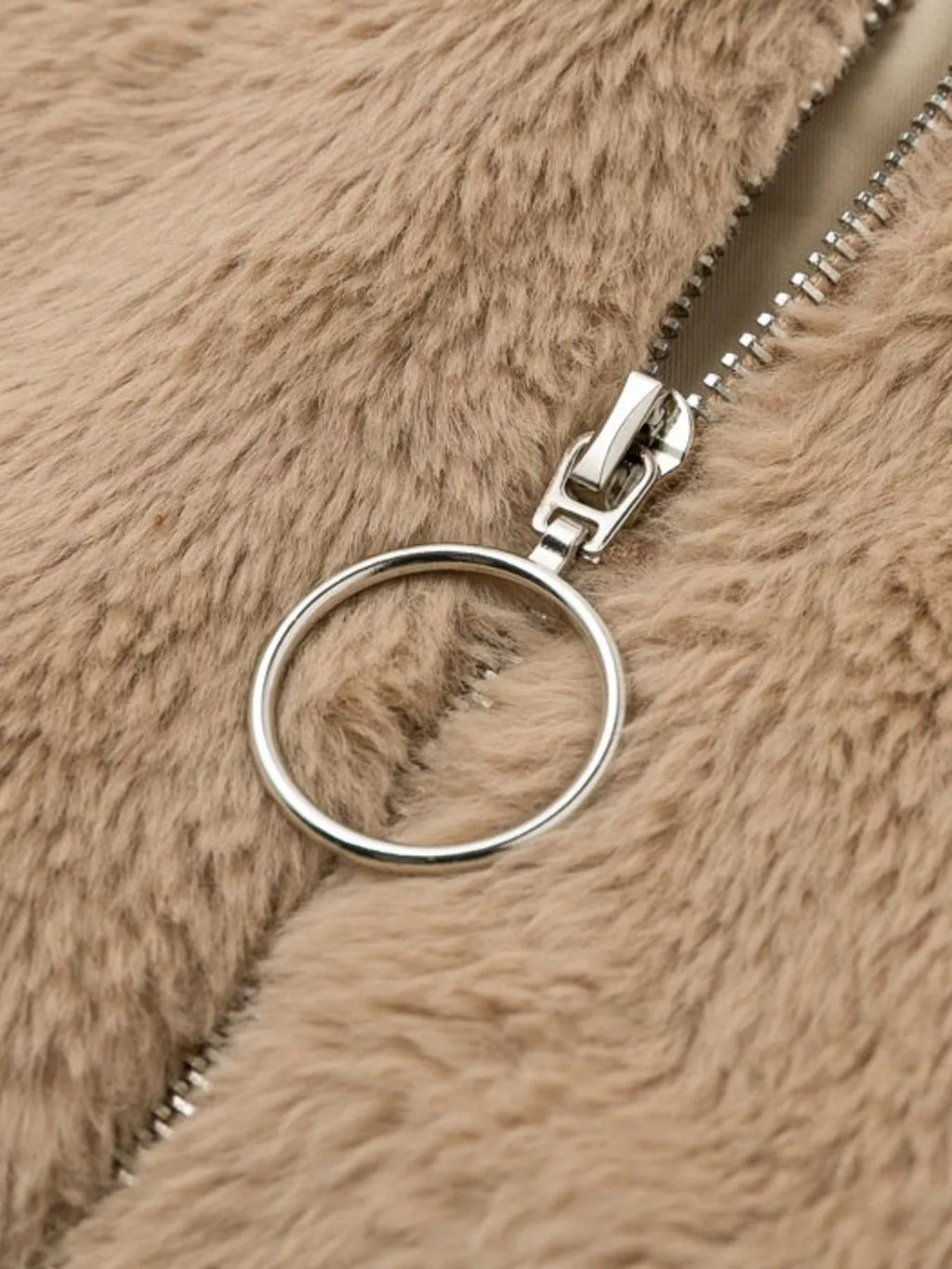 Full Size Faux Fur Cropped Zip-up Jacket Plus (4)