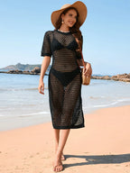 Slit Openwork Round Neck Cover-up (3)