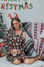 Christmas Asymmetrical Neck Long Sleeve Dress (9)
