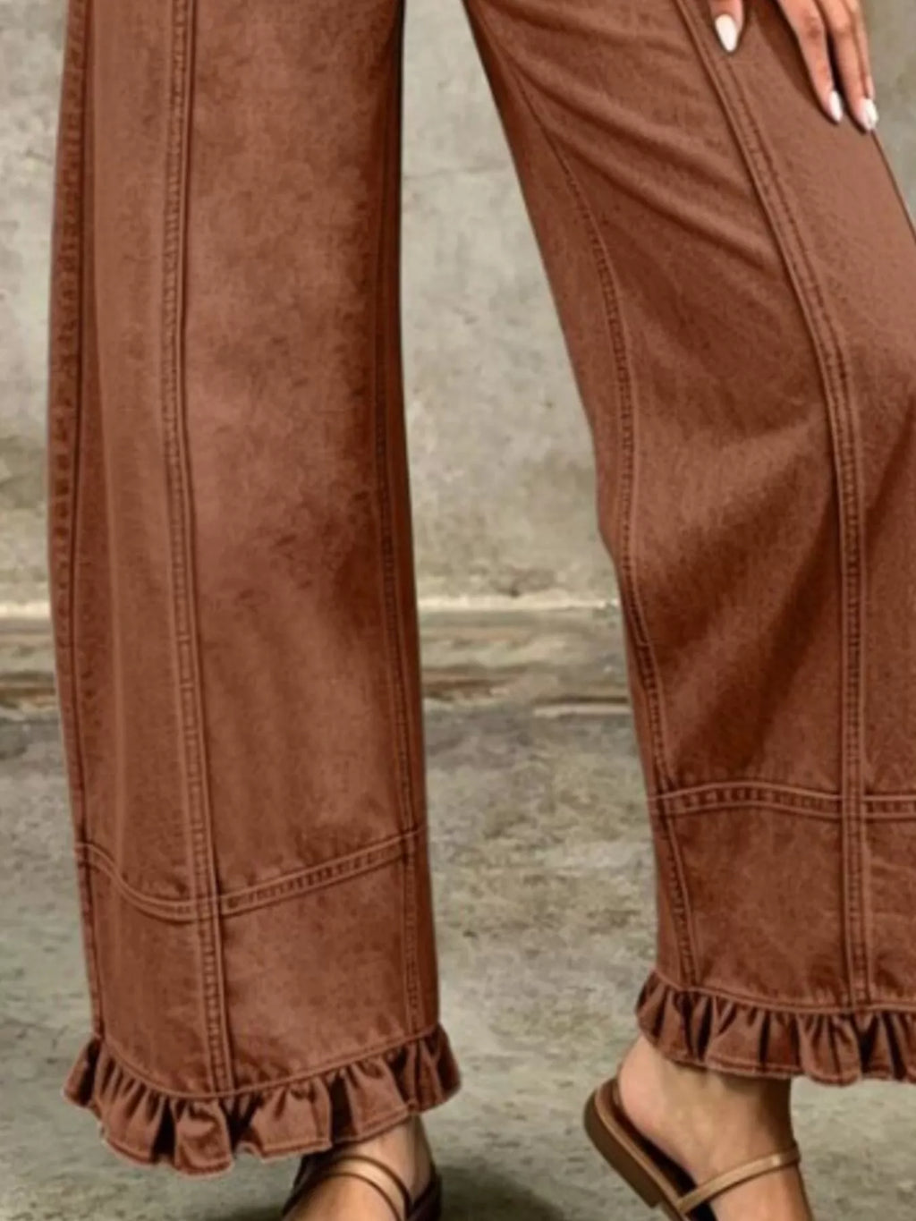 Full Size High-waisted Wide-leg Ruffle Hem Jeans Plus (12)
