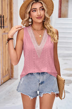Eyelet V-neck Wide Strap Tank (8)