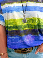 Contrast Round Neck Casual T-shirt (2)