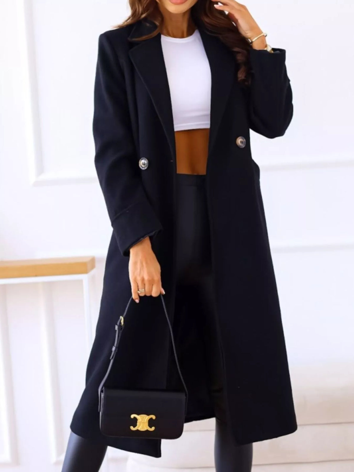 Lapel Collar Wool Blend Overcoat (13)