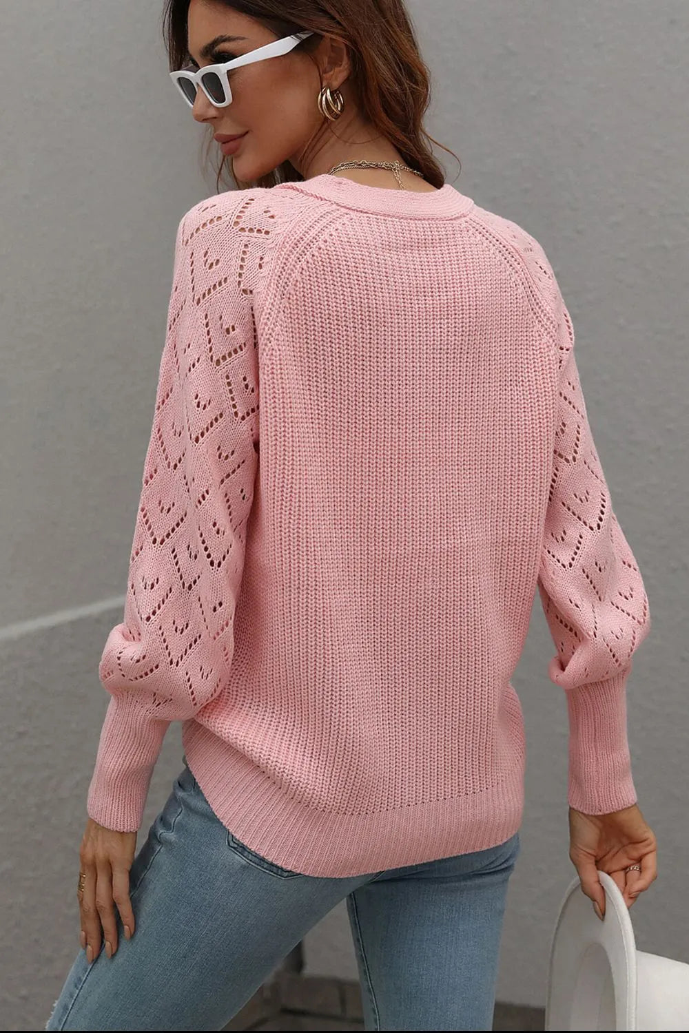 Rib-knit Plunge Raglan Sleeve Cardigan (13)