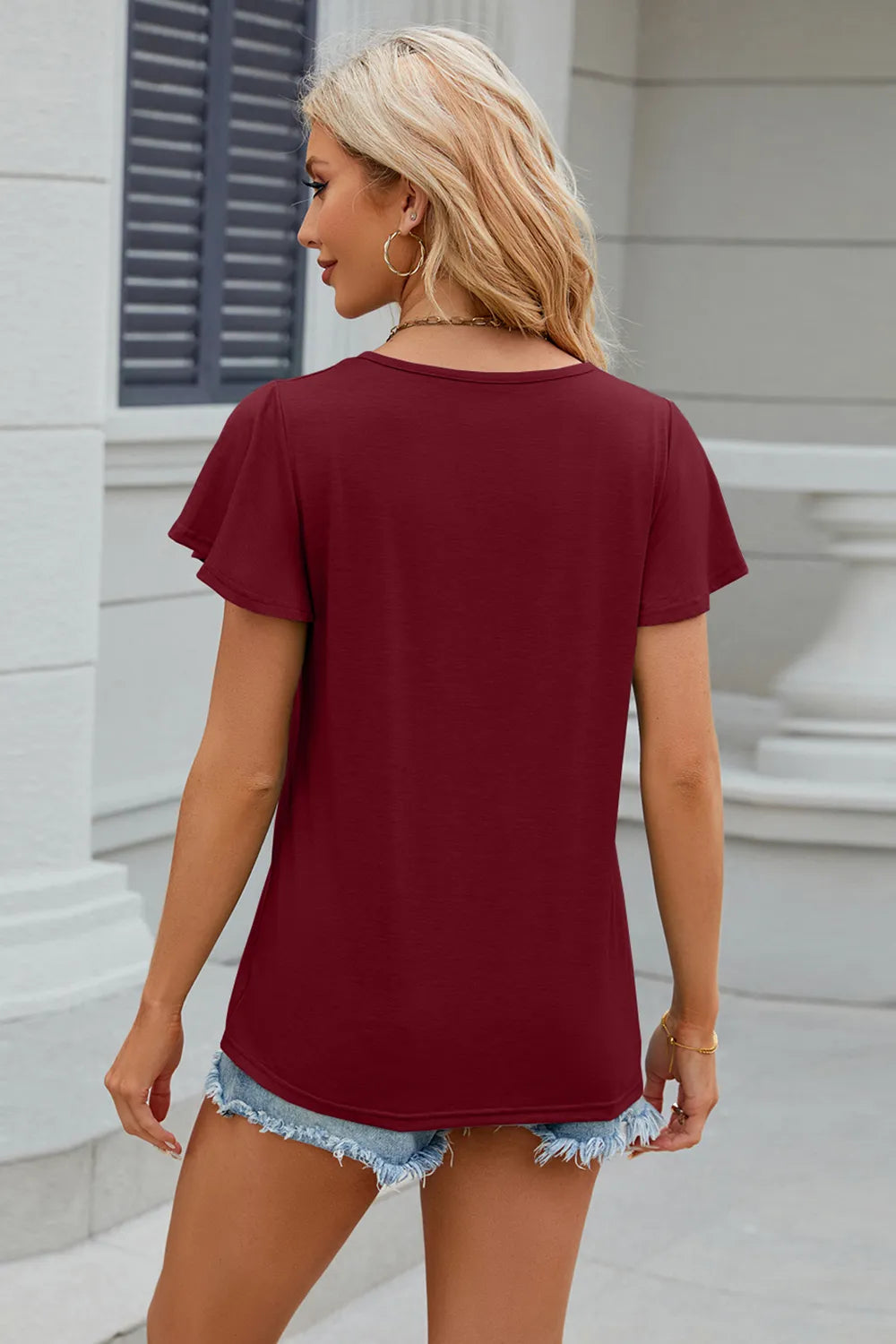 V-neck Short Sleeve T-shirt (9)
