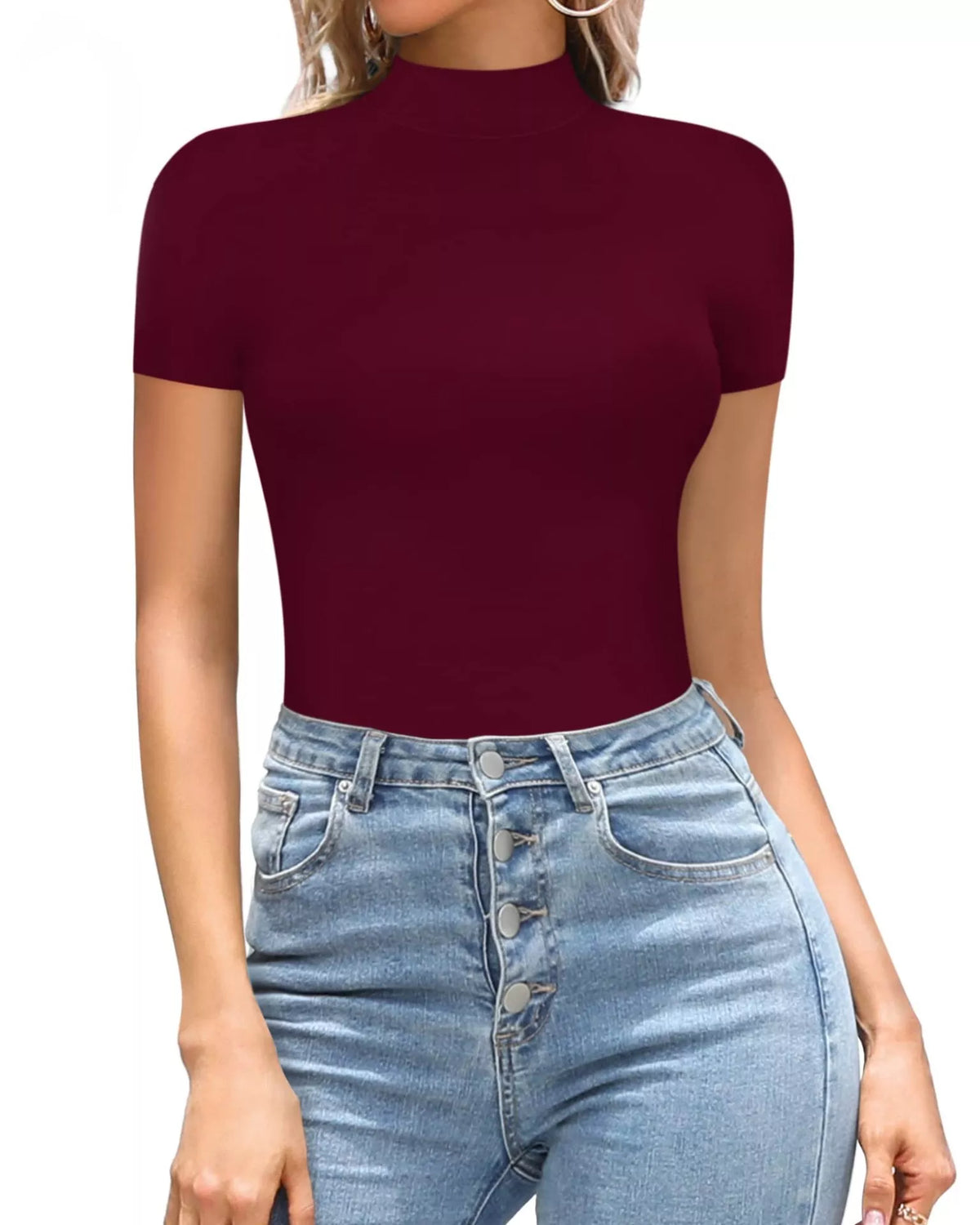 Mock Neck Short Sleeve Bodysuit (4)
