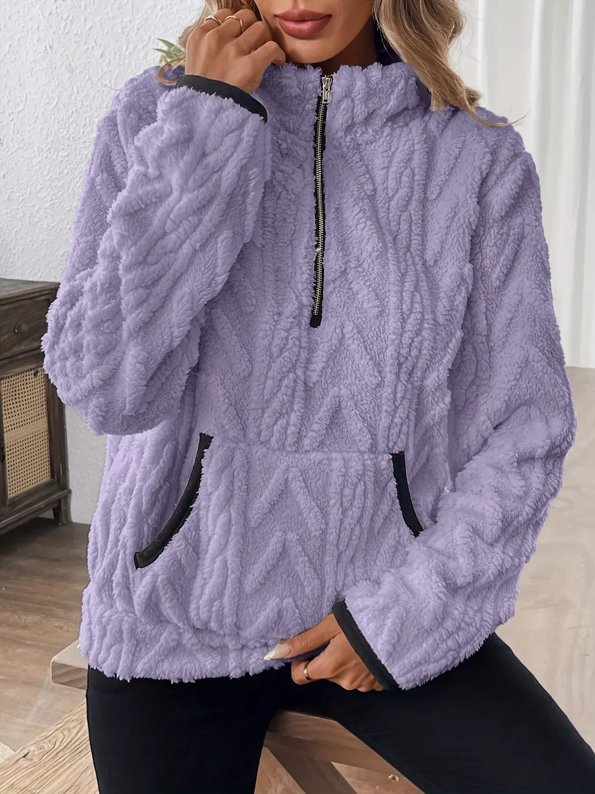 Full Size Fleece Half Zip Sweatshirt Plus (14)