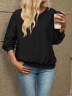 Lace Sleeve Crew Neck Sweatshirt (13)
