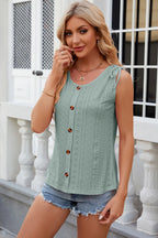 Eyelet Round Neck Wide Strap Tank (30)