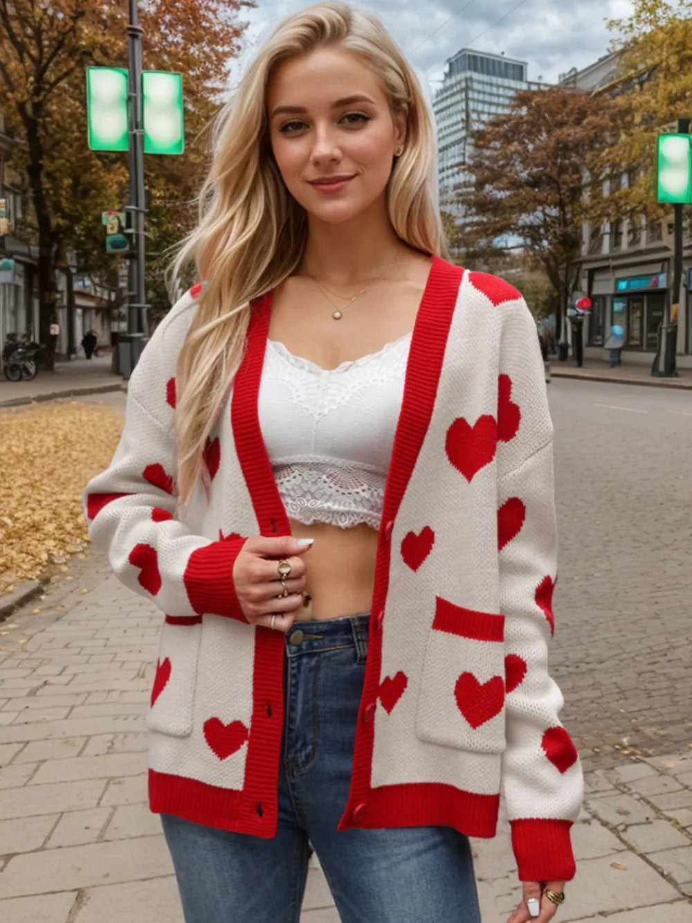 Heart Button Up Dropped Shoulder Long Sleeve Cardigan (6)