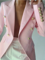 Decor Button Lapel Collar Blazer (9)