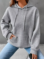Waffle Knit Hoodie Drawstring Details (5)