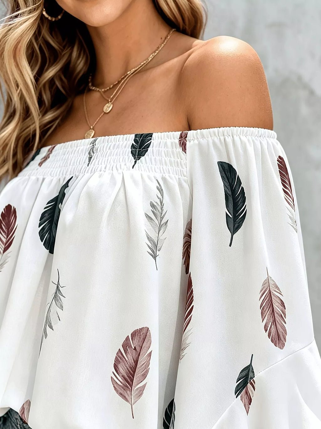 Printed Off Shoulder Blouse (4)