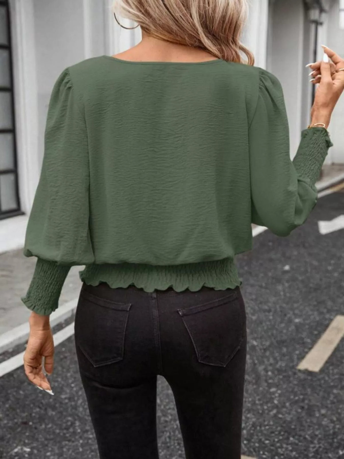 Puff Sleeve Smocked Blouse (10)