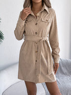 Button-front Corduroy Shirt Dress (11)