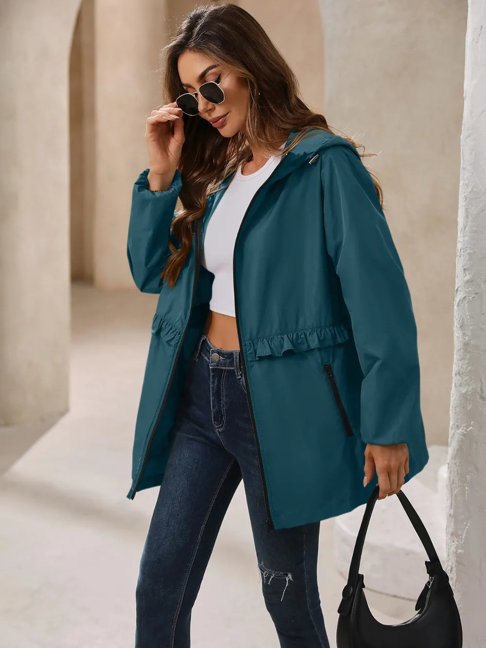 Outdoor Waterproof Long Sleeve Hooded Windbreaker (21)
