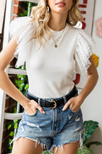 Polka Dot Flutter Sleeve Top (15)