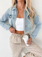 Distressed Zip Up Cropped Hooded Denim Jacket (10)