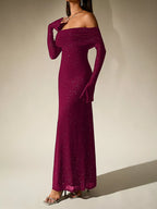 Glitter Off-shoulder Maxi Dress (26)