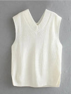 Ribbed V-neck Sleeveless Sweater Vest (12)