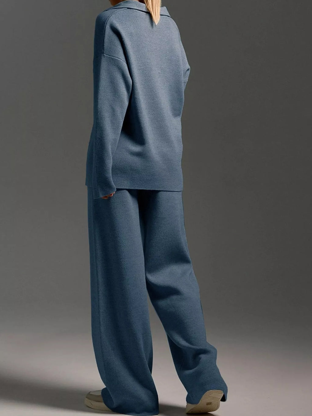 Polo Collar Top Wide-leg Pants Set (19)