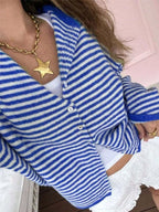 Striped Knit Button Up Cardigan (8)