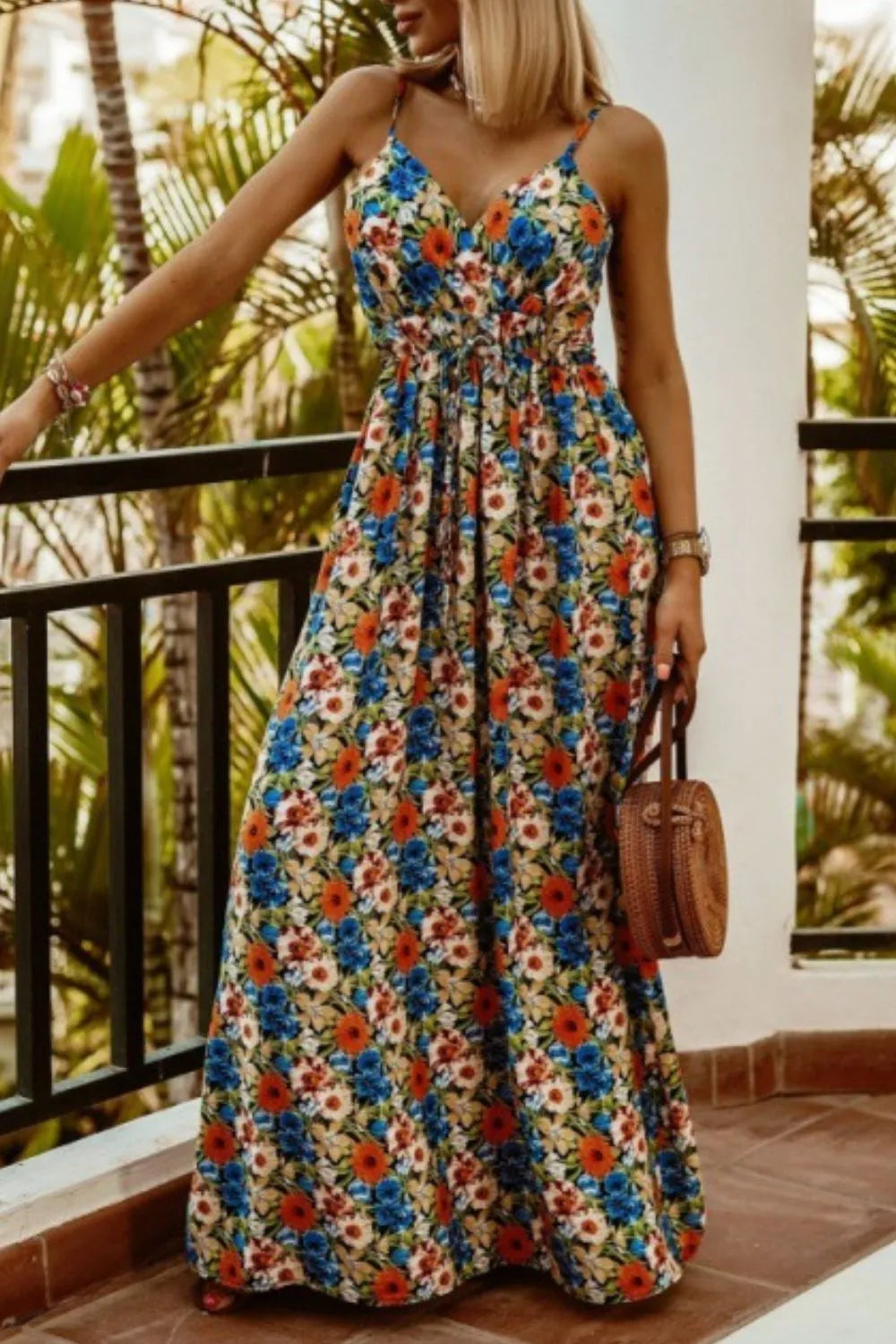 Printed Spaghetti Strap Maxi Dress (15)