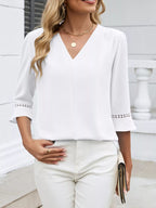 V-neck 3/4 Sleeve Blouse (20)