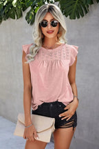 Ruffled Round Neck Cap Sleeve T-shirt (3)