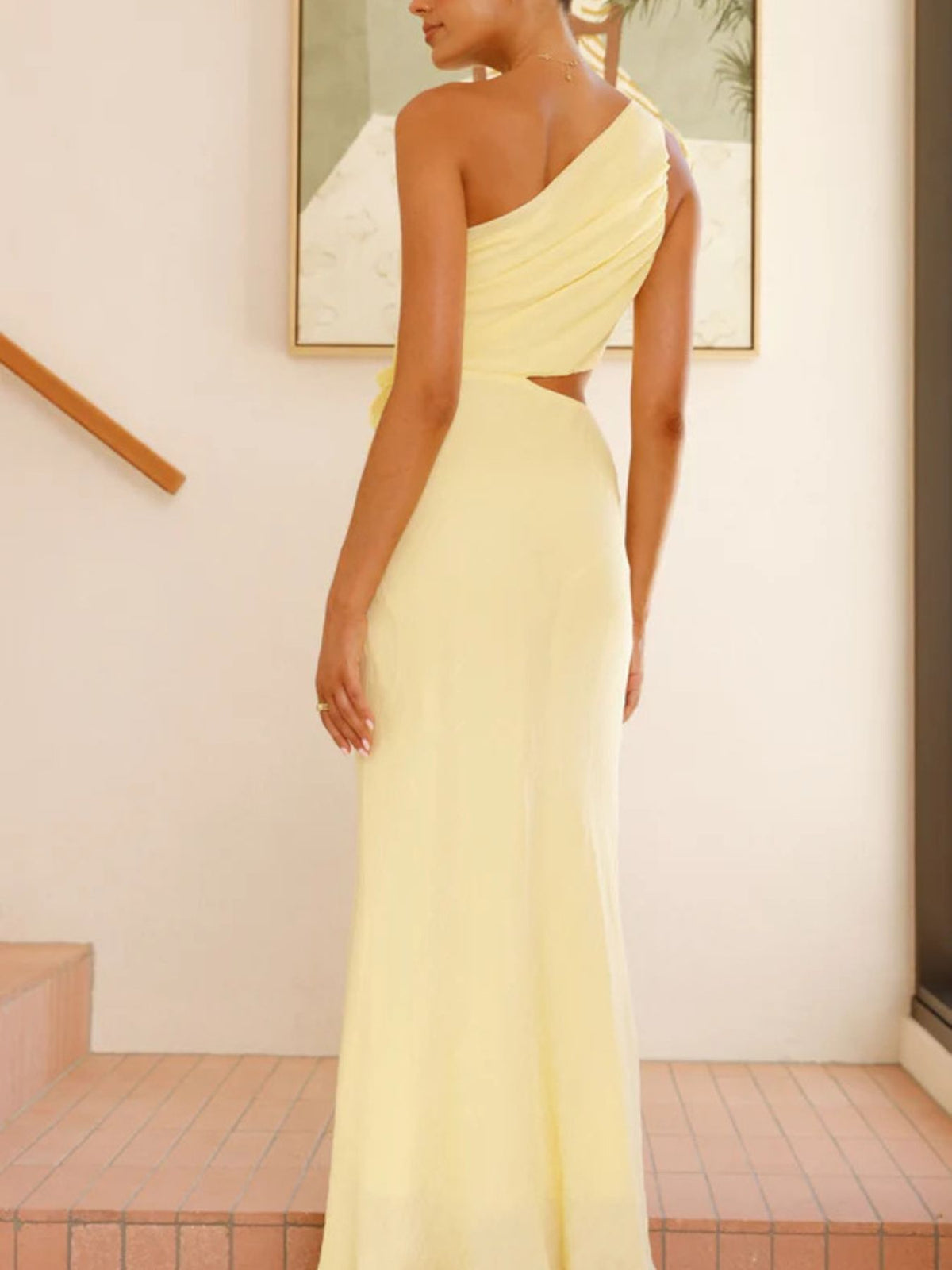 One-shoulder Floral Cutout Dress (10)