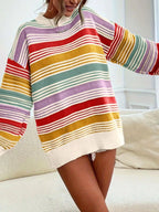 Striped Knit Long Sleeve Sweater (10)