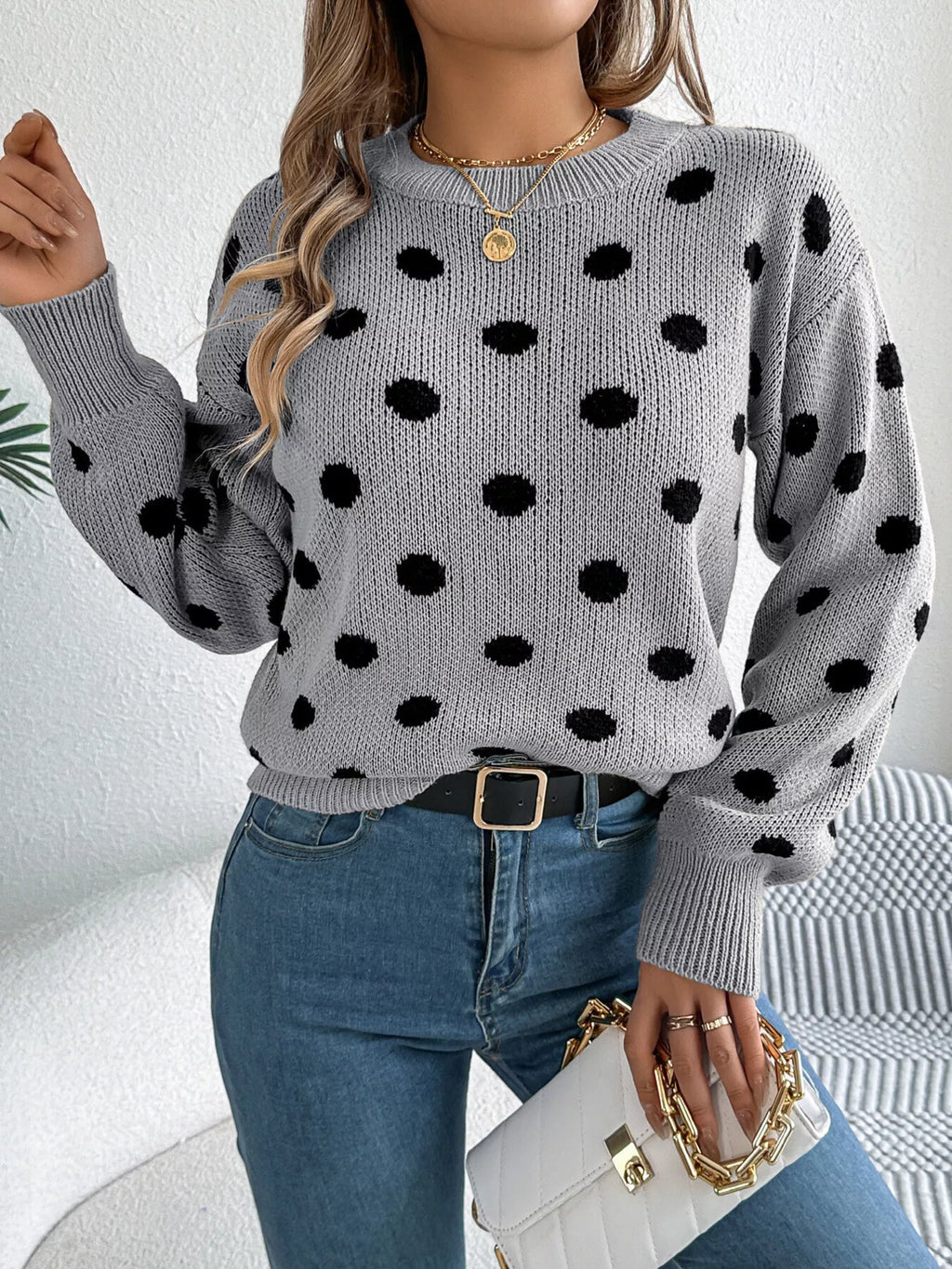 Polka Dot Round Neck Sweater (18)