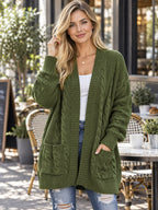 Chunky Knit Open Front Cardigan styled on a model