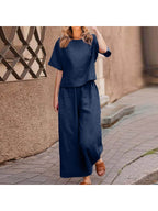 Linen Casual Loose Solid Color Suit Two-piece